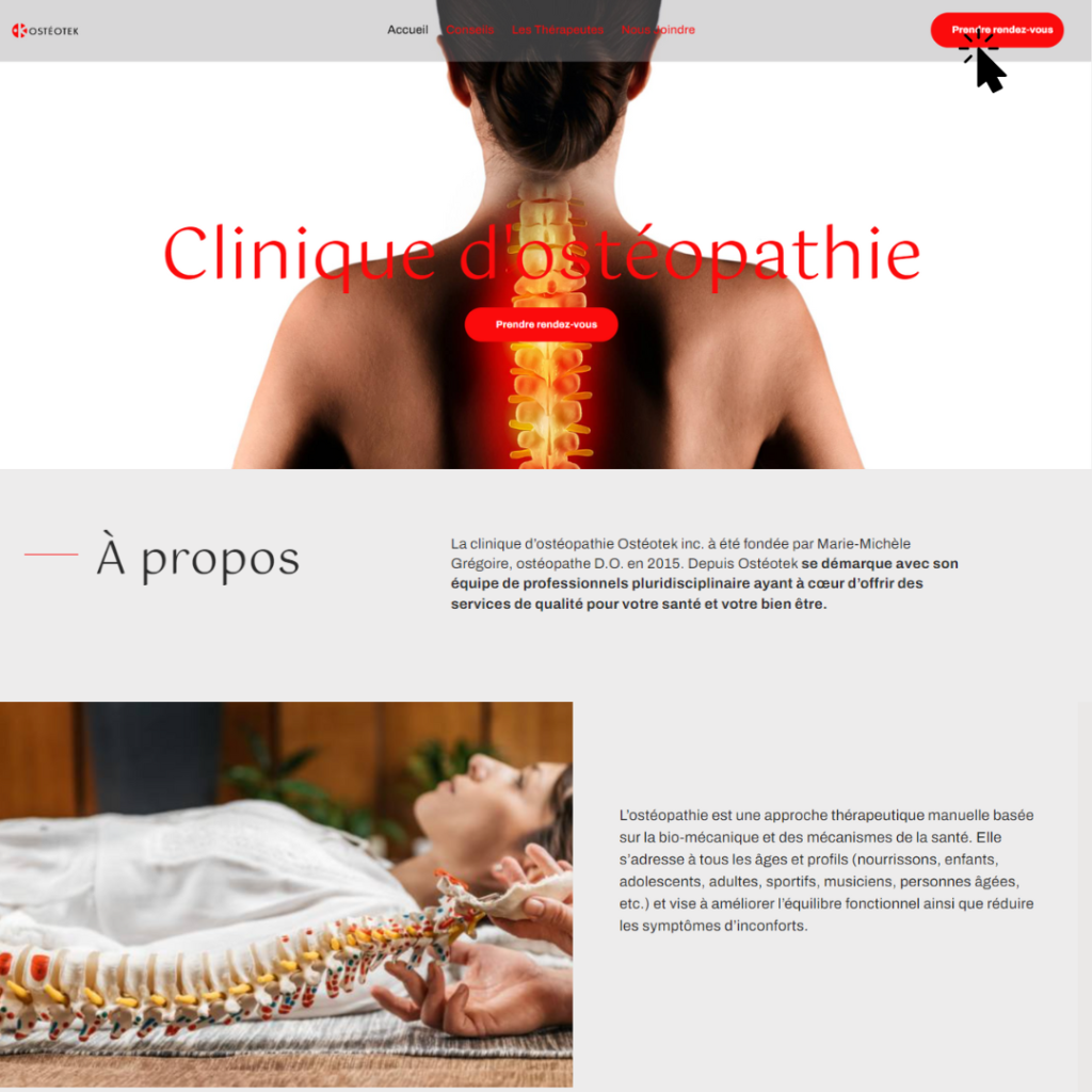 Site web et SEO pour la clinique osteotek à Rouyn-Noranda